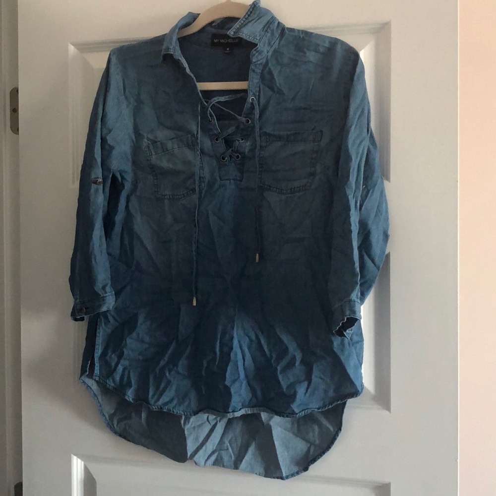 Jean fabric long sleeve top